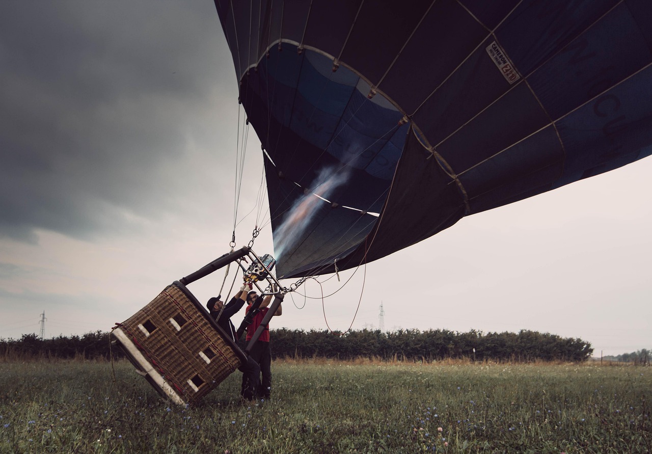 Couple enjoying a balloon ride